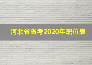 河北省省考2020年职位表