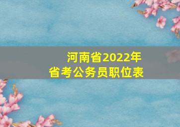 河南省2022年省考公务员职位表