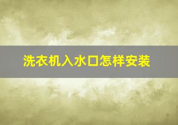 洗衣机入水口怎样安装