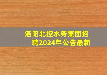 洛阳北控水务集团招聘2024年公告最新