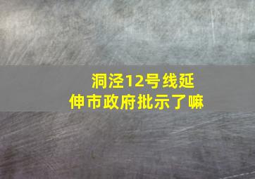 洞泾12号线延伸市政府批示了嘛