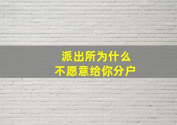 派出所为什么不愿意给你分户