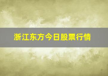 浙江东方今日股票行情