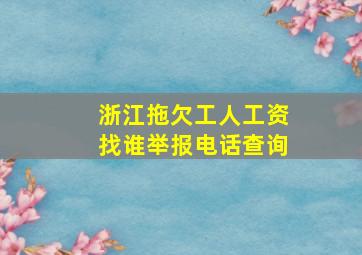 浙江拖欠工人工资找谁举报电话查询