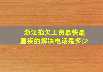 浙江拖欠工资最快最直接的解决电话是多少