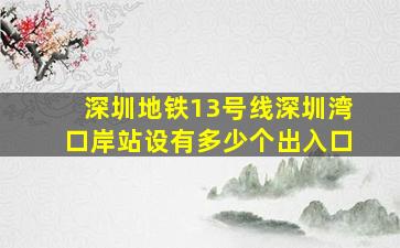 深圳地铁13号线深圳湾口岸站设有多少个出入口