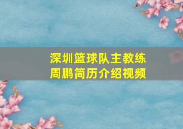 深圳篮球队主教练周鹏简历介绍视频