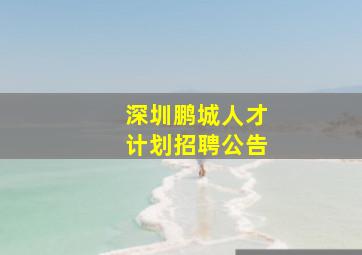 深圳鹏城人才计划招聘公告