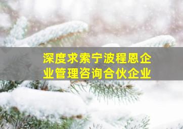 深度求索宁波程恩企业管理咨询合伙企业