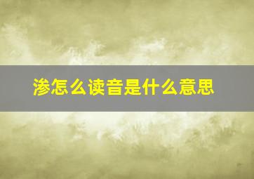 渗怎么读音是什么意思