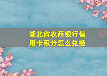 湖北省农商银行信用卡积分怎么兑换