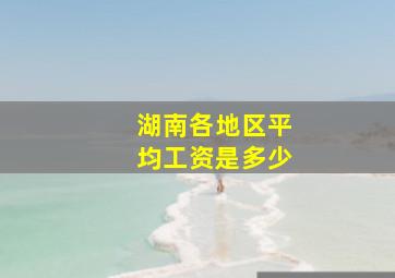 湖南各地区平均工资是多少