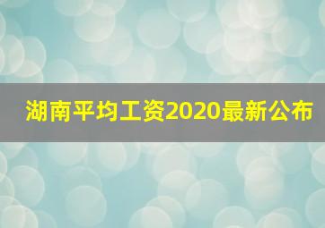 湖南平均工资2020最新公布