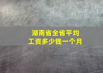 湖南省全省平均工资多少钱一个月