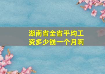 湖南省全省平均工资多少钱一个月啊