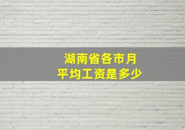 湖南省各市月平均工资是多少