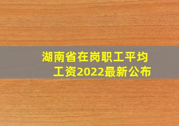 湖南省在岗职工平均工资2022最新公布