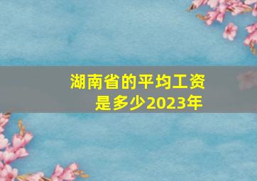 湖南省的平均工资是多少2023年