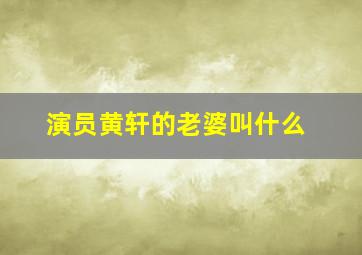 演员黄轩的老婆叫什么