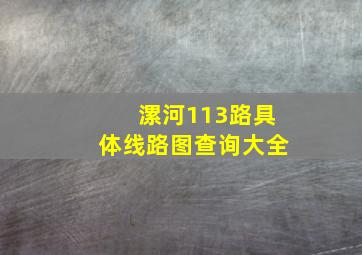 漯河113路具体线路图查询大全