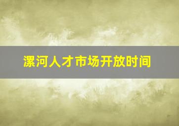 漯河人才市场开放时间