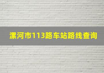 漯河市113路车站路线查询