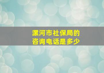 漯河市社保局的咨询电话是多少