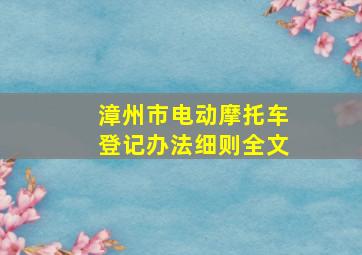 漳州市电动摩托车登记办法细则全文