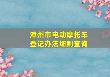 漳州市电动摩托车登记办法细则查询