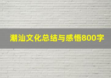 潮汕文化总结与感悟800字