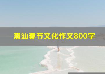 潮汕春节文化作文800字