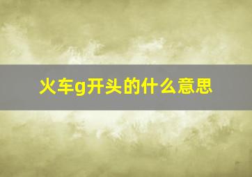 火车g开头的什么意思