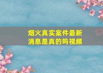 烟火真实案件最新消息是真的吗视频