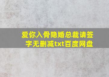 爱你入骨隐婚总裁请签字无删减txt百度网盘