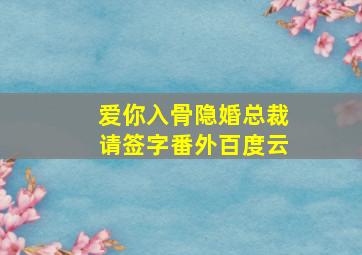 爱你入骨隐婚总裁请签字番外百度云