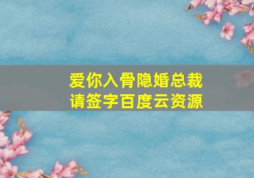 爱你入骨隐婚总裁请签字百度云资源