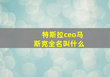 特斯拉ceo马斯克全名叫什么