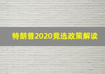 特朗普2020竞选政策解读