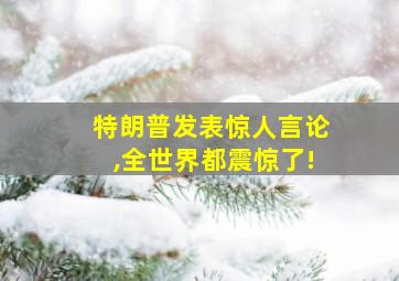 特朗普发表惊人言论,全世界都震惊了!