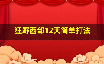 狂野西部12天简单打法