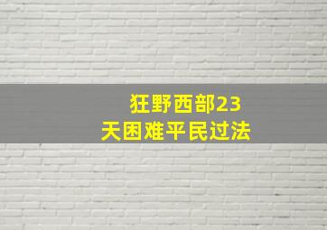 狂野西部23天困难平民过法