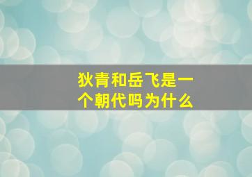 狄青和岳飞是一个朝代吗为什么