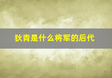 狄青是什么将军的后代