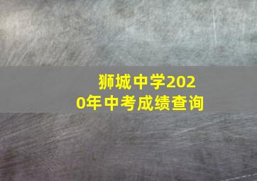 狮城中学2020年中考成绩查询