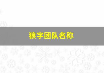 狼字团队名称