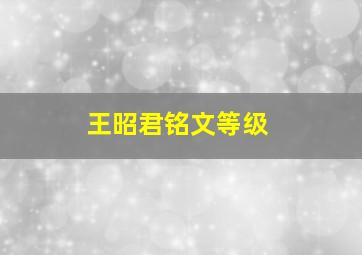 王昭君铭文等级