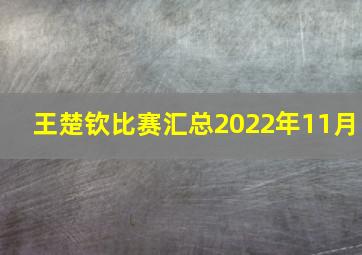 王楚钦比赛汇总2022年11月