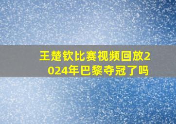 王楚钦比赛视频回放2024年巴黎夺冠了吗