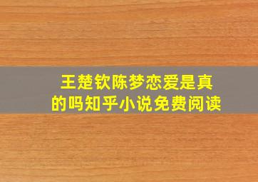 王楚钦陈梦恋爱是真的吗知乎小说免费阅读