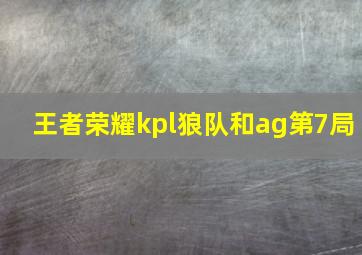 王者荣耀kpl狼队和ag第7局